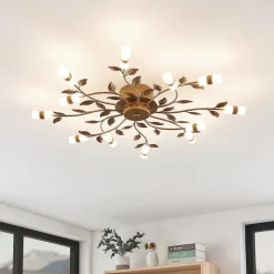 Lindby LED-loftlampe Bentas, bronze, metal, Ø 80 cm