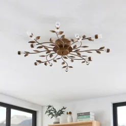 Lindby LED-loftlampe Bentas, bronze, metal, Ø 80 cm