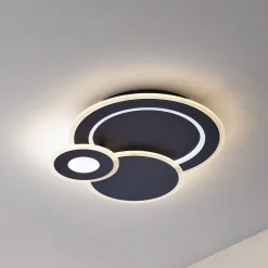 Lindby LED-loftlampe Briar, sort, metal, fjernbetjening