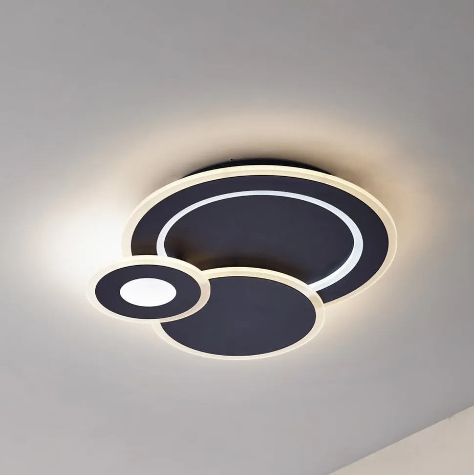 Lindby LED-loftlampe Briar, sort, metal, fjernbetjening