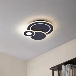 Lindby LED-loftlampe Briar, sort, metal, fjernbetjening