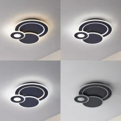 Lindby LED-loftlampe Briar, sort, metal, fjernbetjening