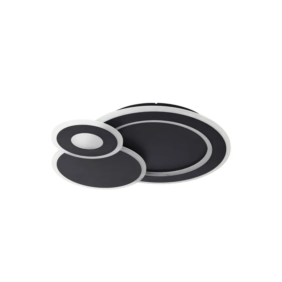 Lindby LED-loftlampe Briar, sort, metal, fjernbetjening