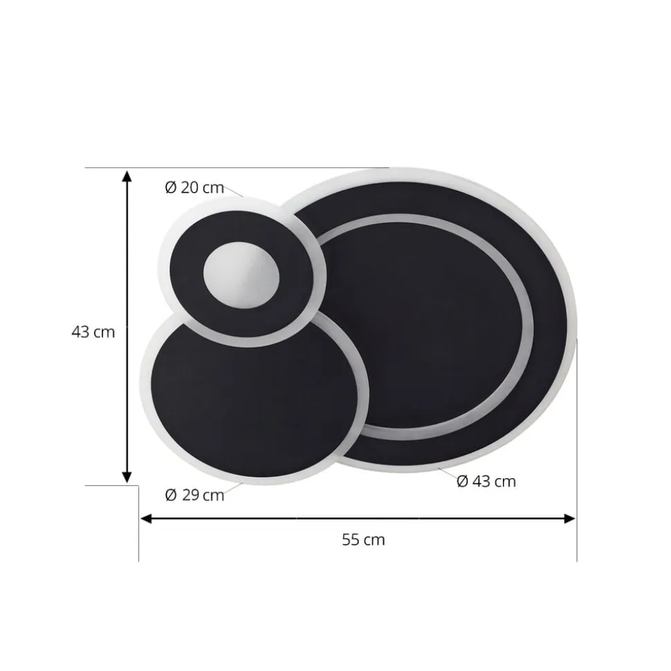 Lindby LED-loftlampe Briar, sort, metal, fjernbetjening
