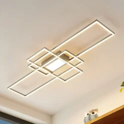 Lindby LED-loftlampe Caitlin, nikkel, metal, 105 cm