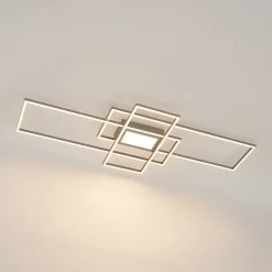 Lindby LED-loftlampe Caitlin, nikkel, metal, 105 cm