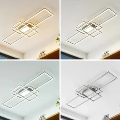 Lindby LED-loftlampe Caitlin, nikkel, metal, 105 cm