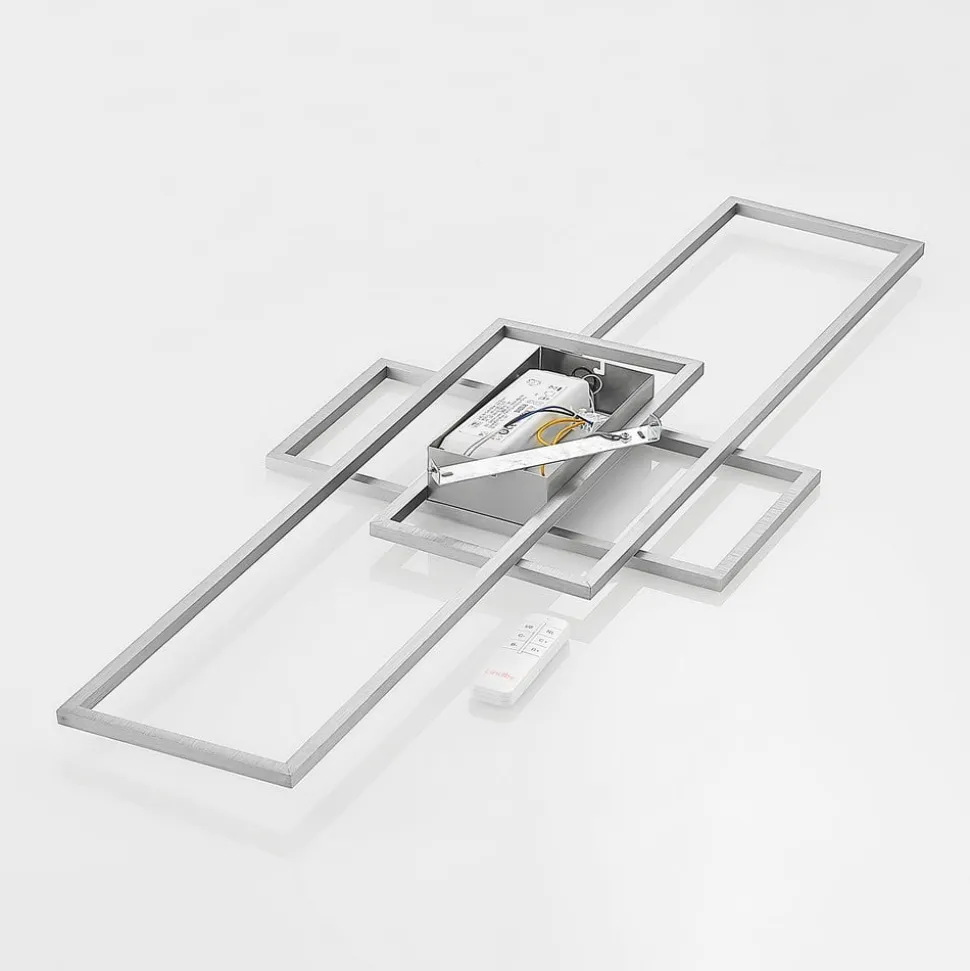 Lindby LED-loftlampe Caitlin, nikkel, metal, 105 cm