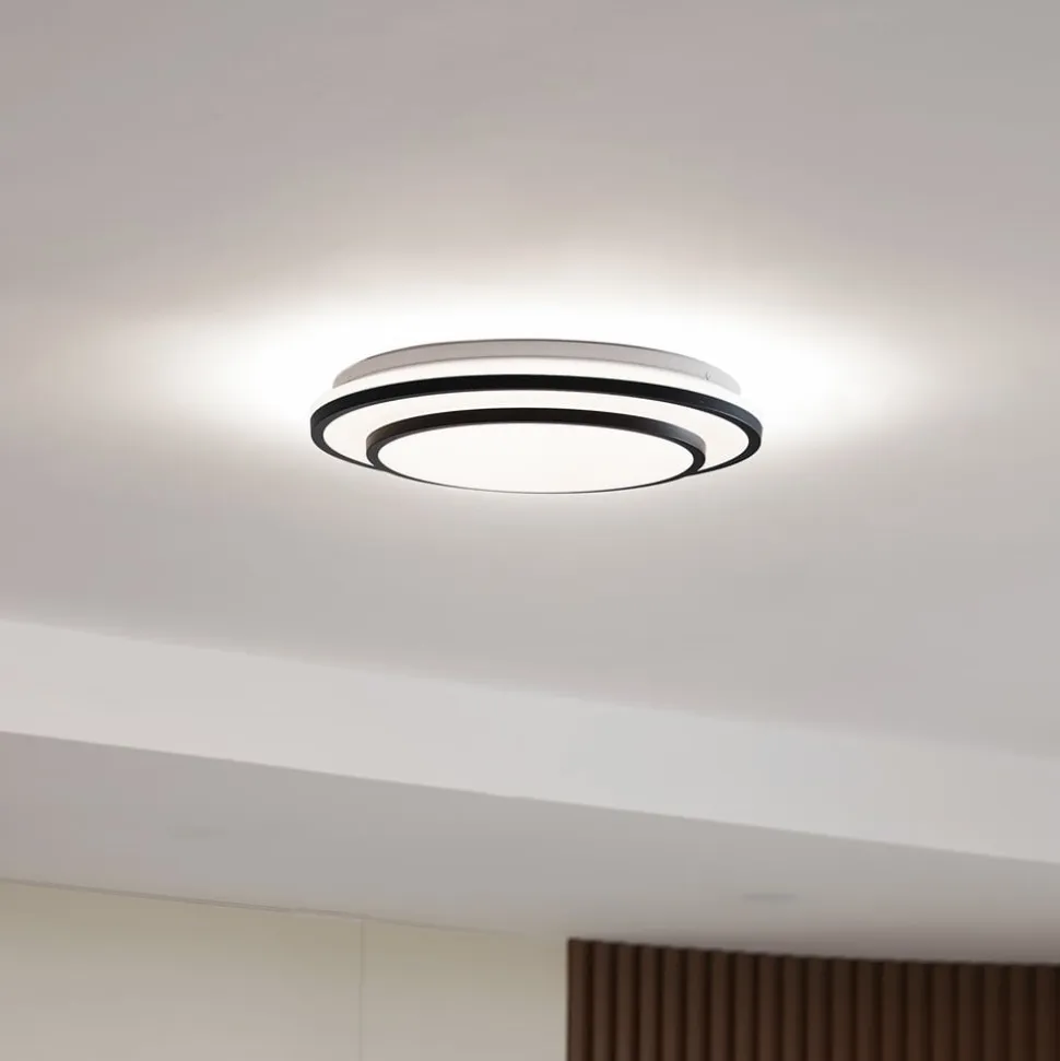 Lindby LED-loftlampe Duala, sort, RGB, CCT, fjernbetjening