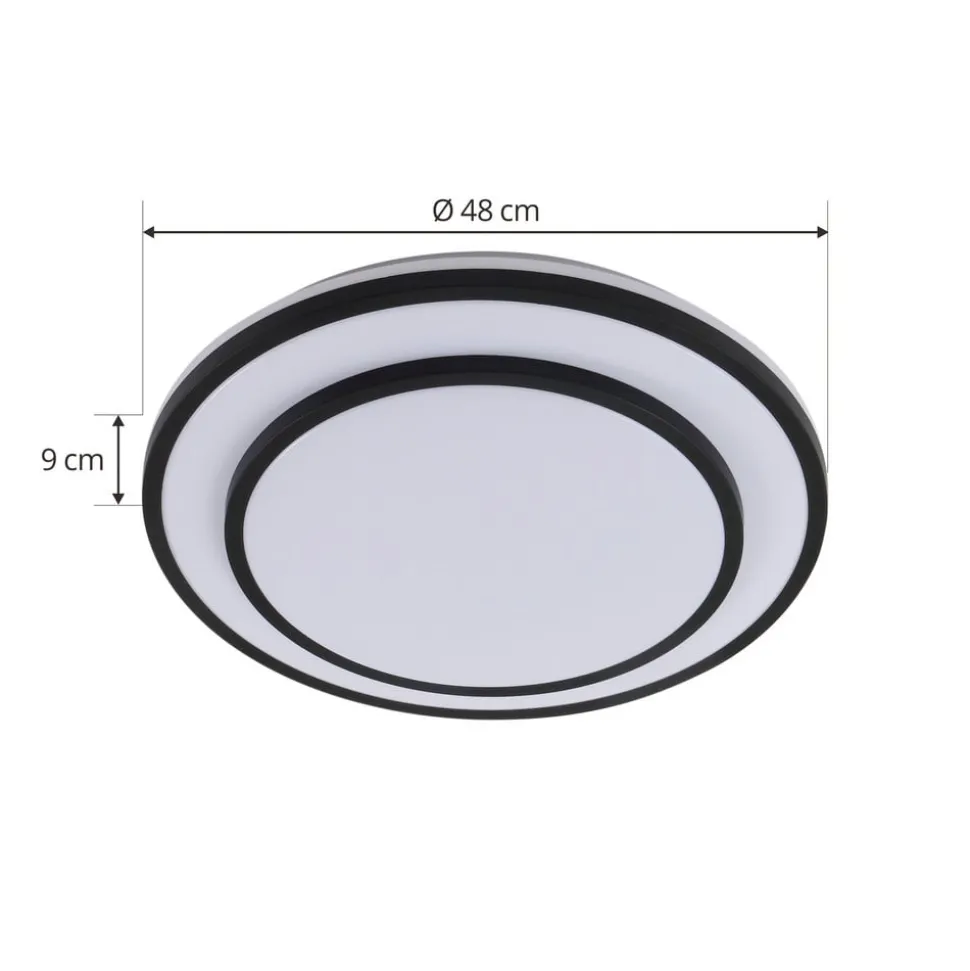 Lindby LED-loftlampe Duala, sort, RGB, CCT, fjernbetjening