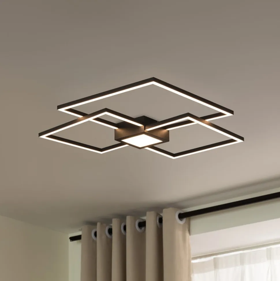 Lindby LED-loftlampe Duetto, 65 cm, antracit, 38 W, aluminium