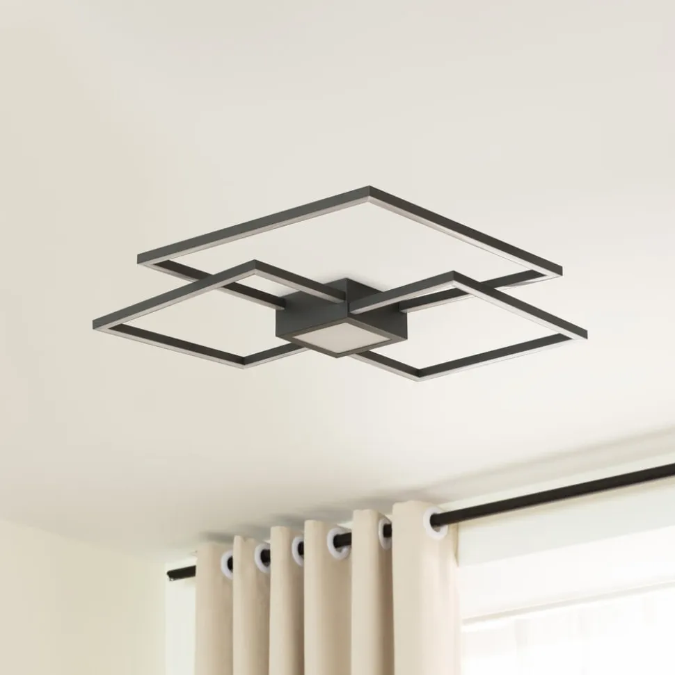 Lindby LED-loftlampe Duetto, 65 cm, antracit, 38 W, aluminium