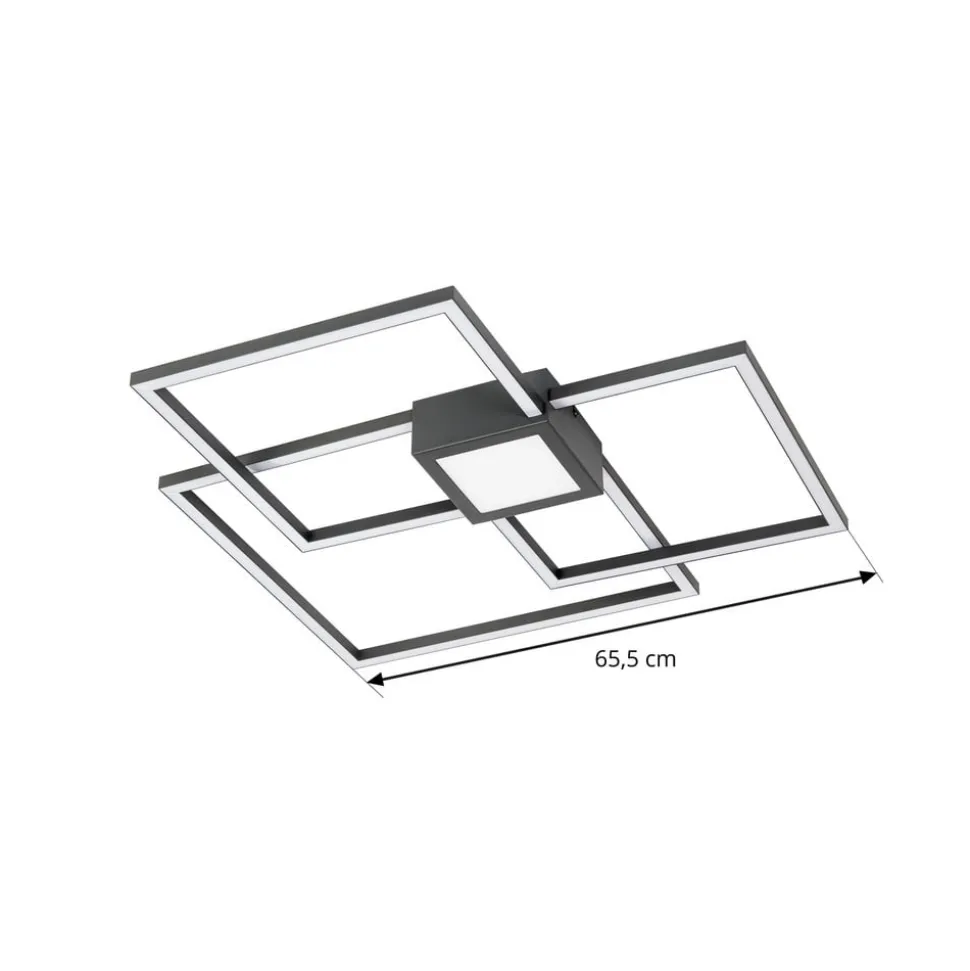 Lindby LED-loftlampe Duetto, 65 cm, antracit, 38 W, aluminium