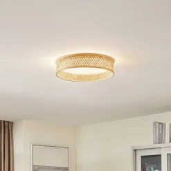 Lindby LED-loftlampe Eilif, bambus, Ø 40 cm