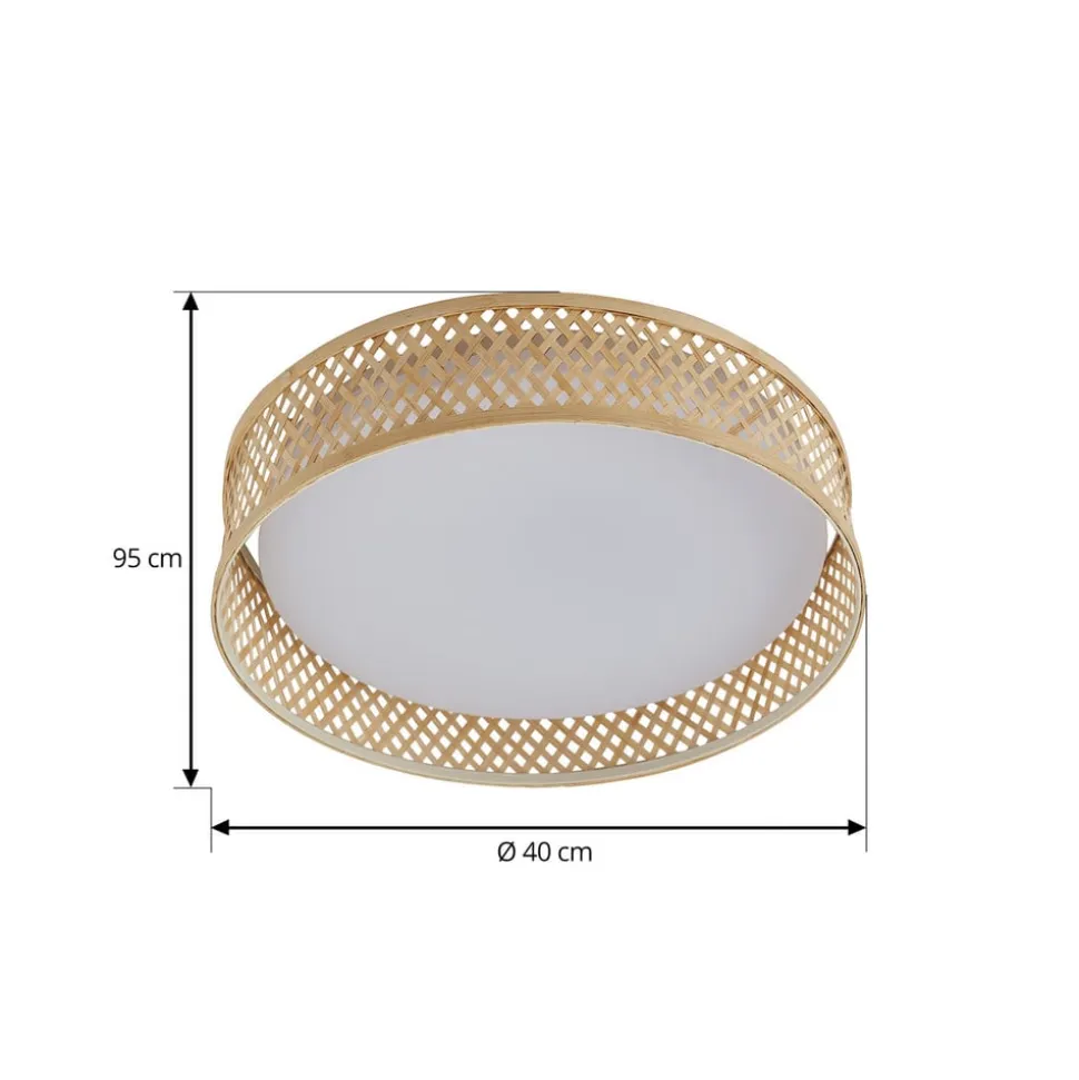 Lindby LED-loftlampe Eilif, bambus, Ø 40 cm