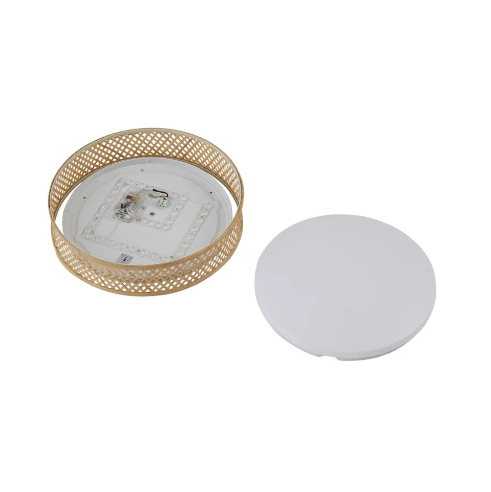 Lindby LED-loftlampe Eilif, bambus, Ø 40 cm