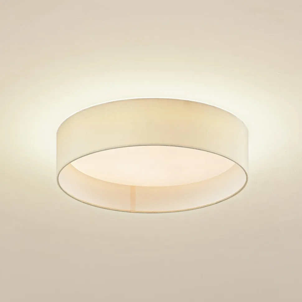 Lindby LED-loftlampe Eilif, stof, hvid, Ø 40 cm, CCT