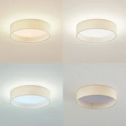 Lindby LED-loftlampe Eilif, stof, hvid, Ø 40 cm, CCT