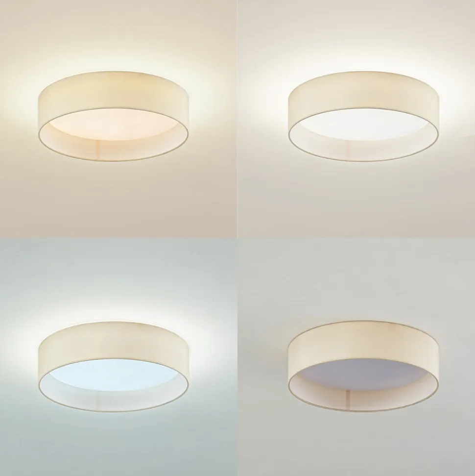 Lindby LED-loftlampe Eilif, stof, hvid, Ø 40 cm, CCT