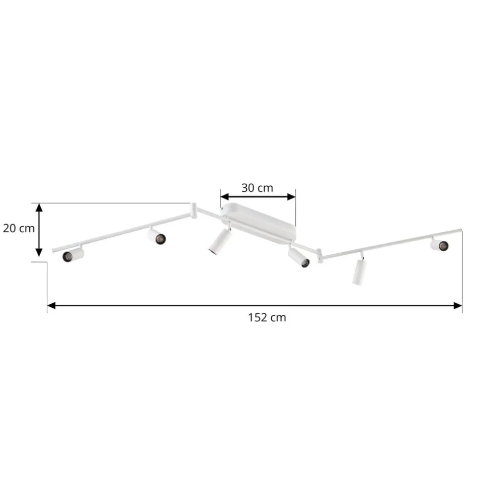 Lindby LED-loftlampe Eldrin, 6 lyskilder, spots, hvid