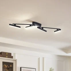 Lindby LED-loftlampe Eldrin, 4 lyskilder, sort, lysliste