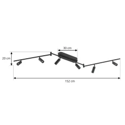 Lindby LED-loftlampe Eldrin, 6 lyskilder, spots, sort