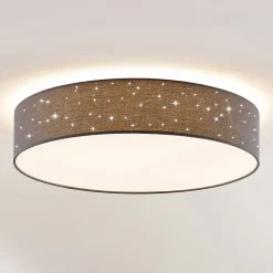 Lindby LED-loftlampe Ellamina, Ø 60 cm, antracit, tekstil