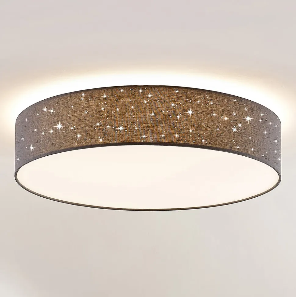 Lindby LED-loftlampe Ellamina, Ø 60 cm, antracit, tekstil