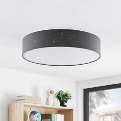 Lindby LED-loftlampe Ellamina, Ø 60 cm, antracit, tekstil