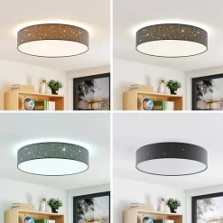 Lindby LED-loftlampe Ellamina, Ø 60 cm, antracit, tekstil