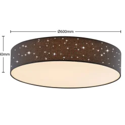 Lindby LED-loftlampe Ellamina, Ø 60 cm, antracit, tekstil