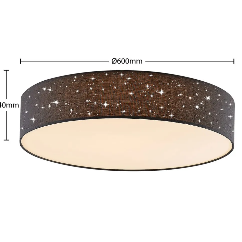 Lindby LED-loftlampe Ellamina, Ø 60 cm, antracit, tekstil