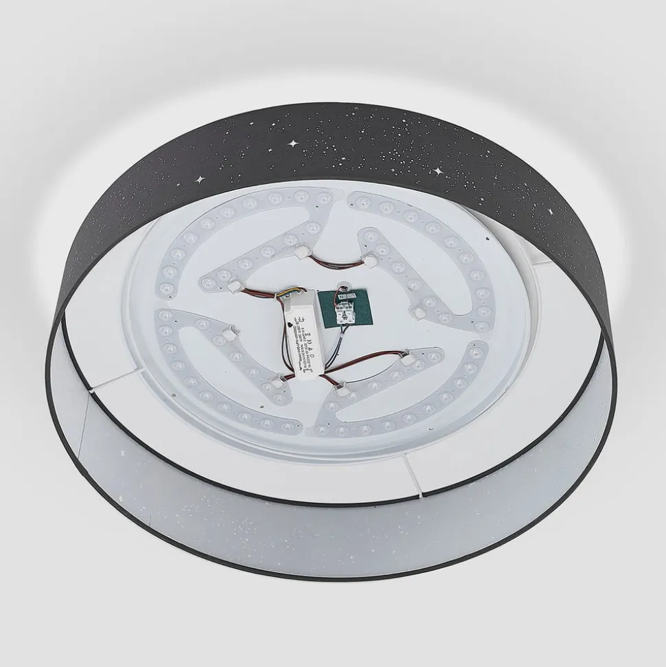 Lindby LED-loftlampe Ellamina, Ø 60 cm, antracit, tekstil