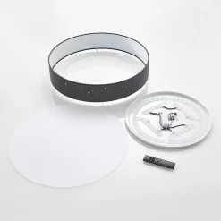 Lindby LED-loftlampe Ellamina, Ø 60 cm, antracit, tekstil