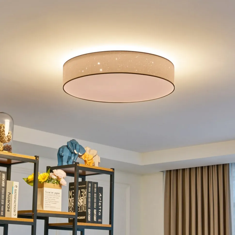 Lindby LED-loftlampe Ellamina, Ø 60 cm, hvid, tekstil