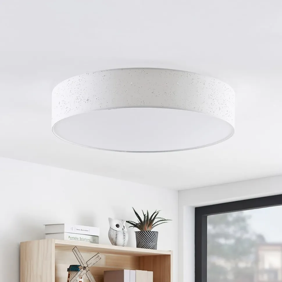 Lindby LED-loftlampe Ellamina, Ø 60 cm, hvid, tekstil