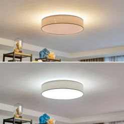Lindby LED-loftlampe Ellamina, Ø 60 cm, hvid, tekstil