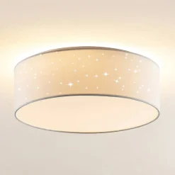 Lindby LED-loftlampe Ellamina, 40 cm, hvid, tekstil