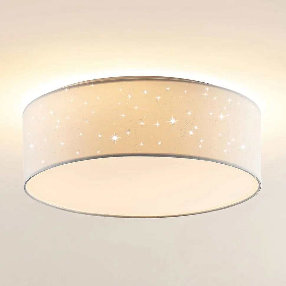 Lindby LED-loftlampe Ellamina, 40 cm, hvid, tekstil