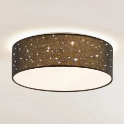 Lindby LED-loftlampe Ellamina, 40 cm, sort, tekstil