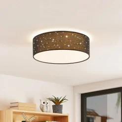 Lindby LED-loftlampe Ellamina, 40 cm, sort, tekstil