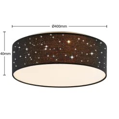 Lindby LED-loftlampe Ellamina, 40 cm, sort, tekstil