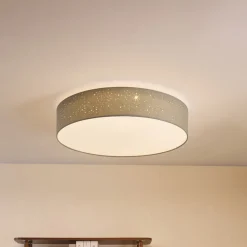 Lindby LED-loftlampe Ellamina, 60 cm, lysegrå, tekstil
