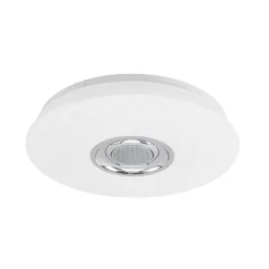 Lindby LED-loftlampe Elpida, højttaler, hvid, Ø 39cm