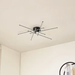 Lindby LED-loftlampe Elviano, Ø 80 cm, sort, 3.000 K