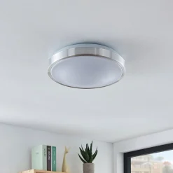 Lindby LED-loftlampe Emelie, Ø 27 cm, aluminiumsfarvet, metal