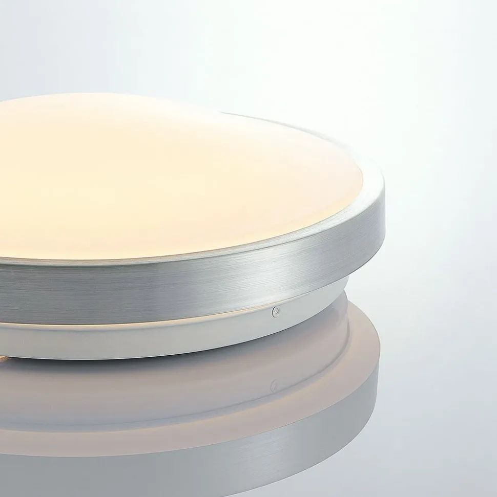 Lindby LED-loftlampe Emelie, Ø 27 cm, aluminiumsfarvet, metal