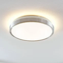 Lindby LED-loftlampe Emelie, Ø 35 cm, aluminiumsfarvet, metal