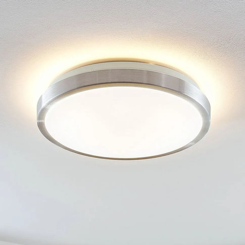 Lindby LED-loftlampe Emelie, Ø 35 cm, aluminiumsfarvet, metal