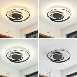 Lindby LED-loftlampe Emisua, sort, CCT, dæmpbar